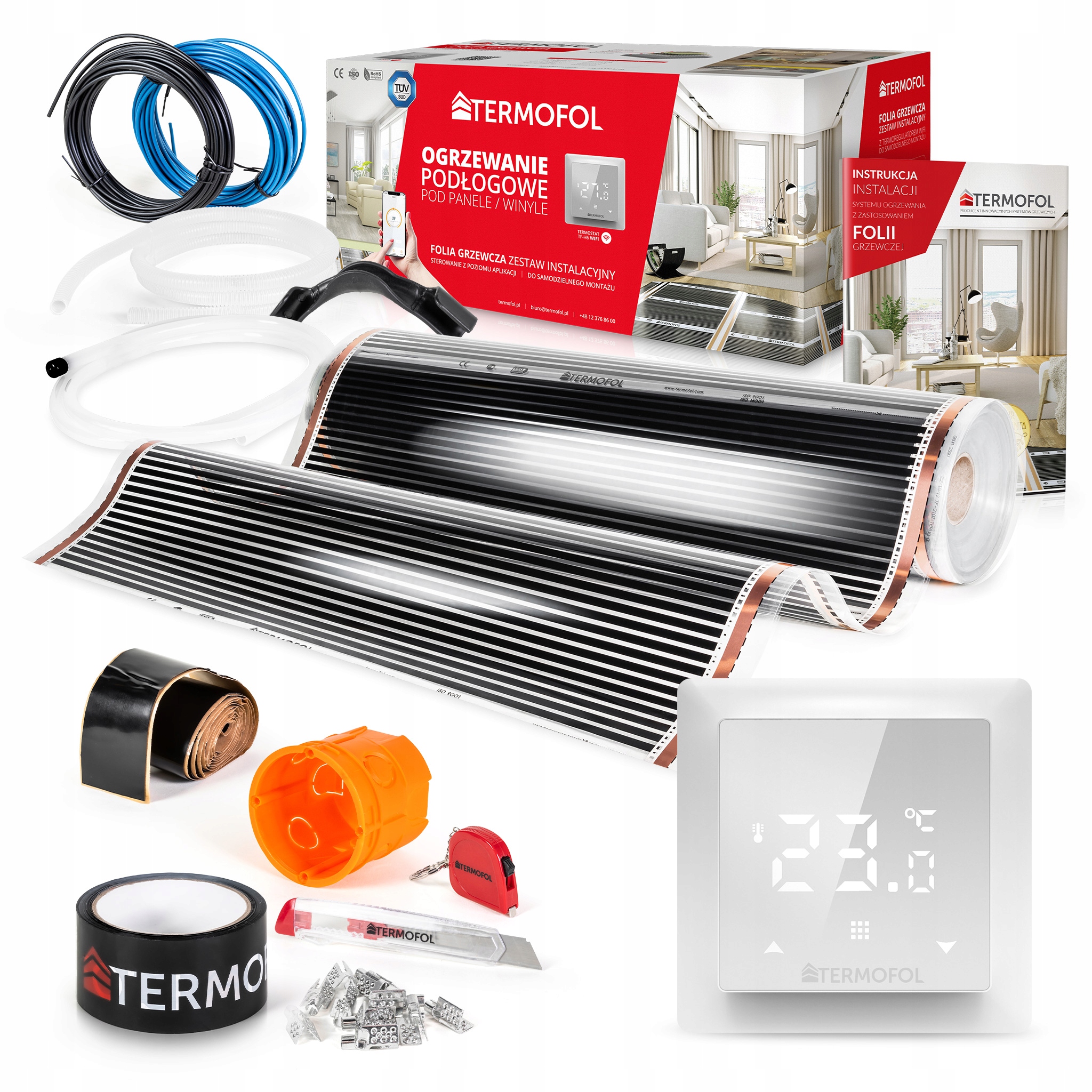Vykurovacia Fólia Sada Infračervená 220W 100cm pow. 14m² WiFi