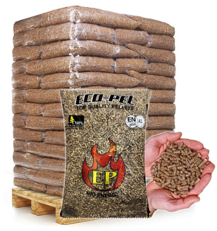 PELLET PREMIUM PALETA 65 WORKÓW 975KG WYDAJNY OPAŁ DRZEWNY 6MM