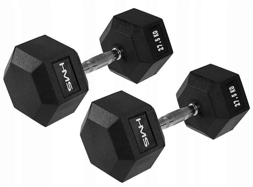 Hantle Sześciokątne Gumowane Do Ćwiczeń Treningu Siłowego Hex Pro 2x27,5 kg