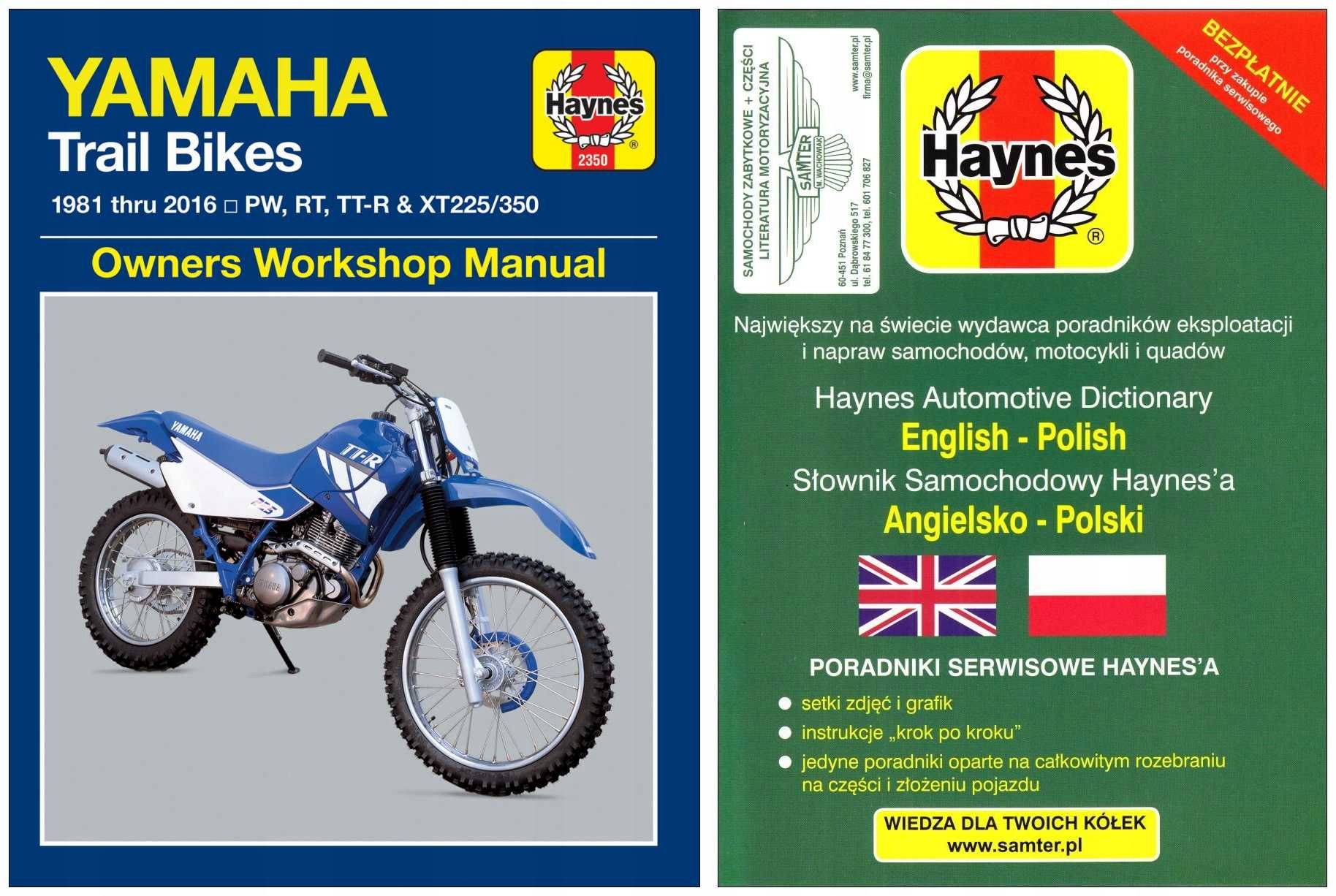 Yamaha TT-R225 TT-R250 XT225 XT350 1985-07 Haynes