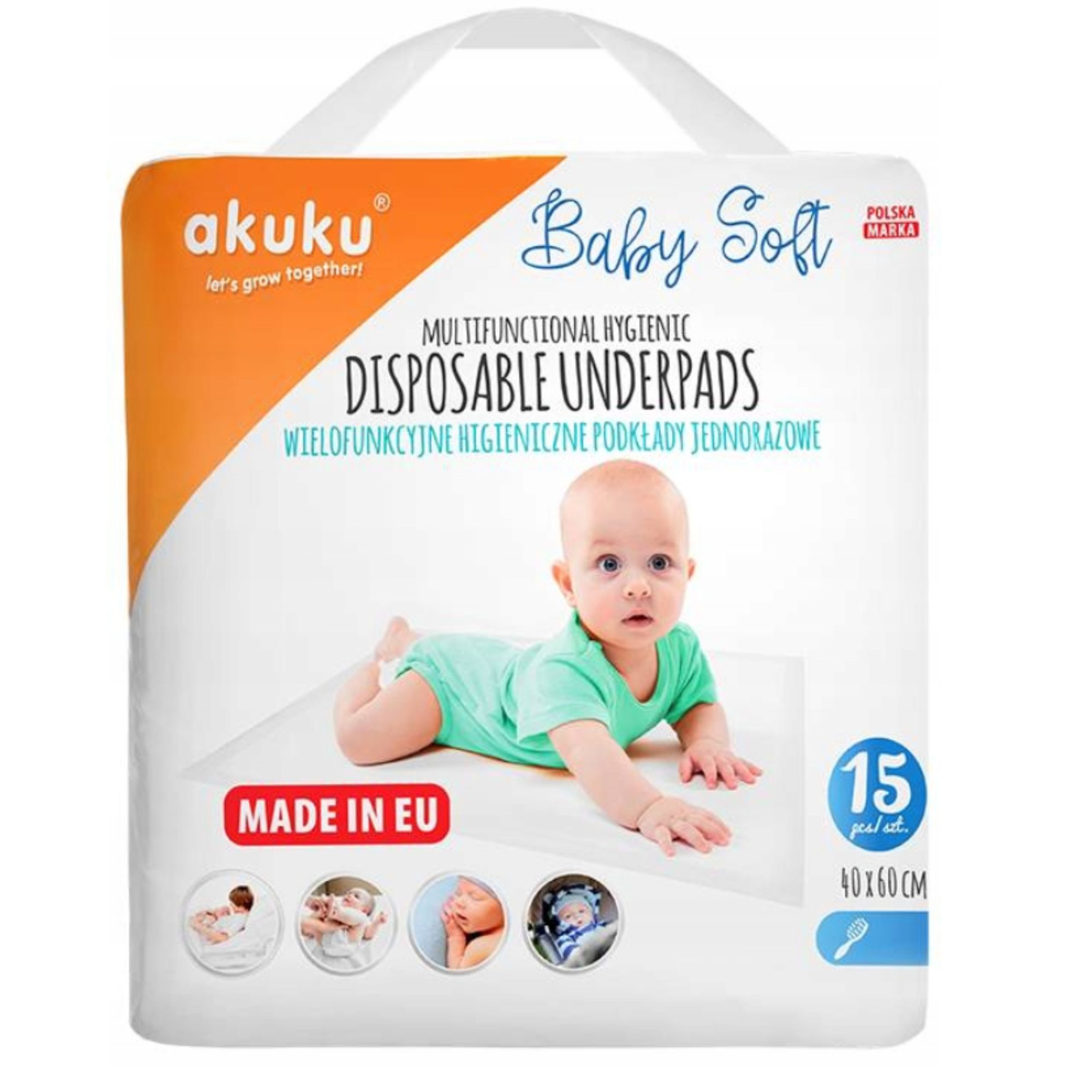 Akuku podkłady jednorazowy Baby Soft 40x60 cm 15x