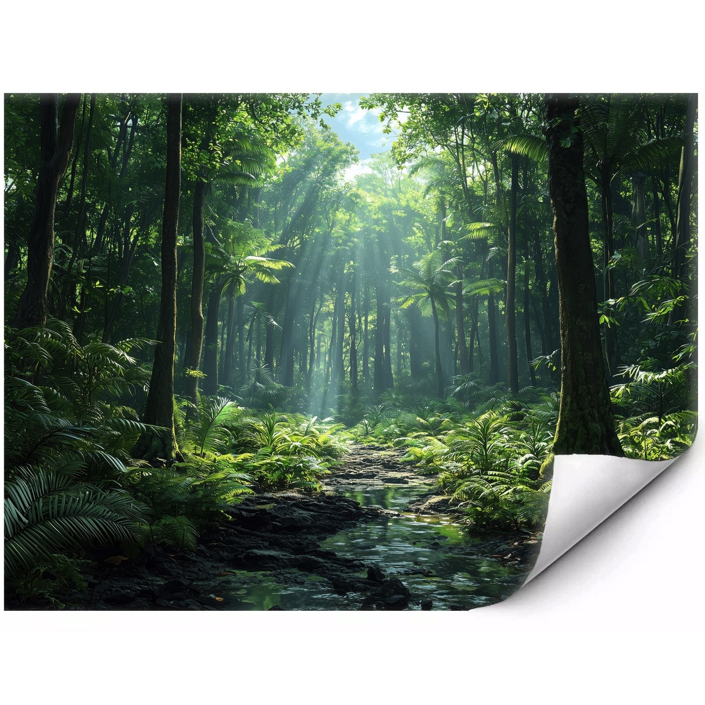 Samolepicí fototapeta Sluneční džungle s proudem 150 x 105 cm