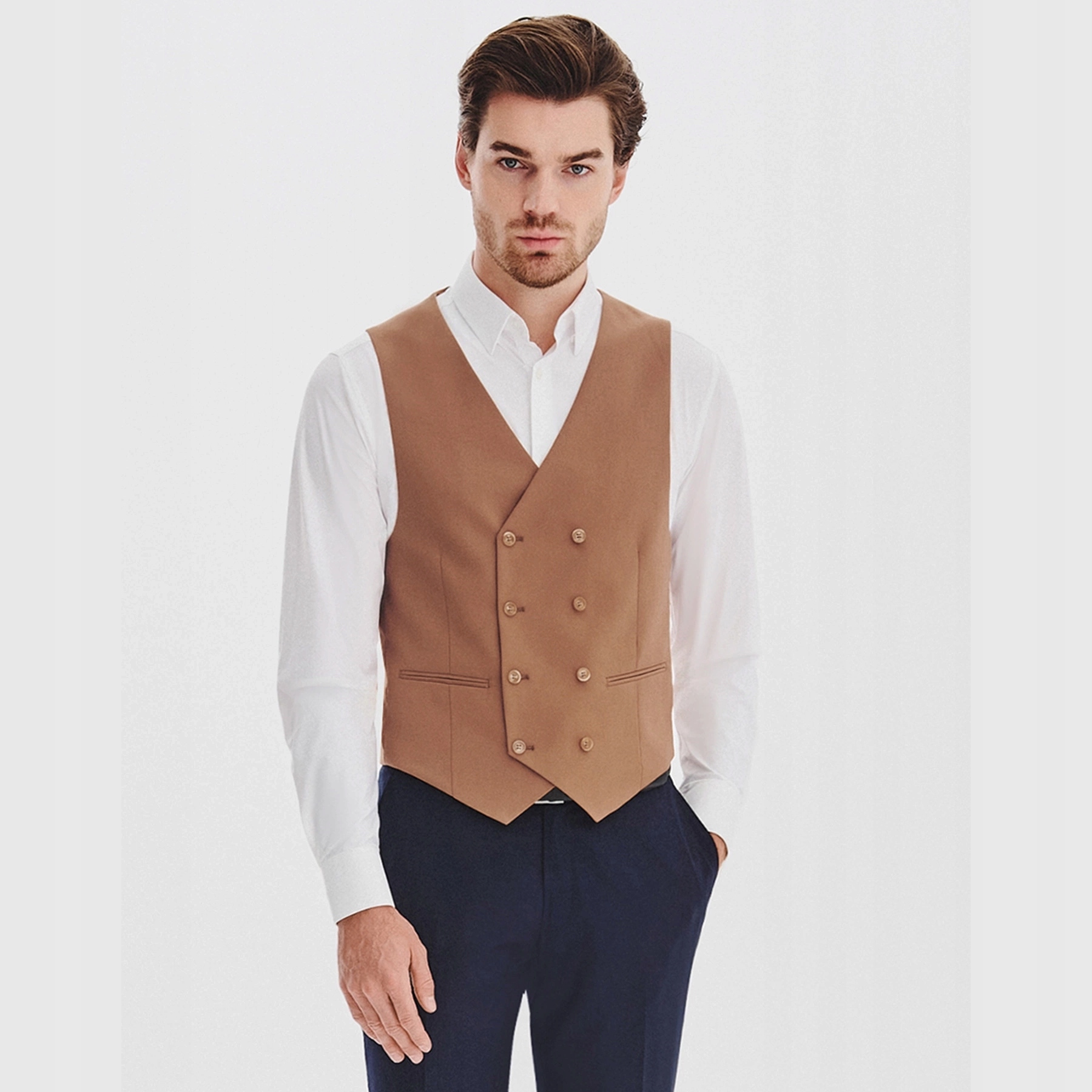 Dvouřadá pánská vesta v měděné barvě Pako Lorente vel 52