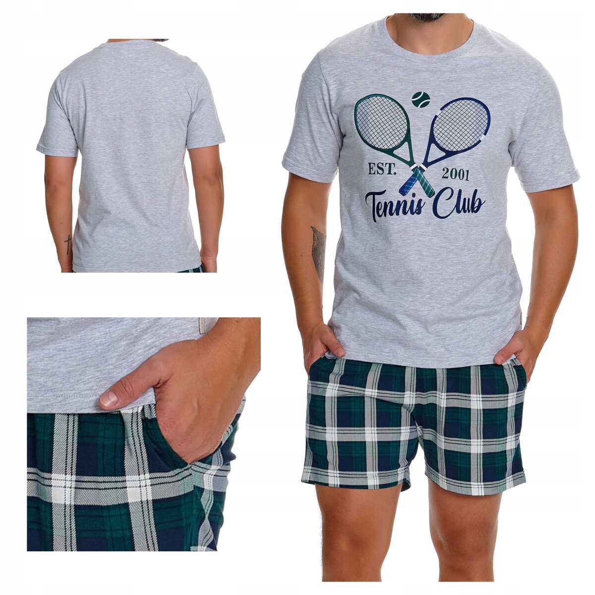 Doctornap Pánské bavlněné pyžamo s krátkým rukávem Pmb 7401 tenis XL