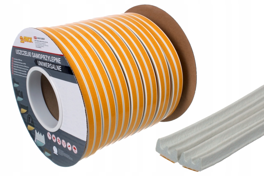 Gumové těsnění Epdm samolepicí typ E 9x4 mm bílá role 150 m