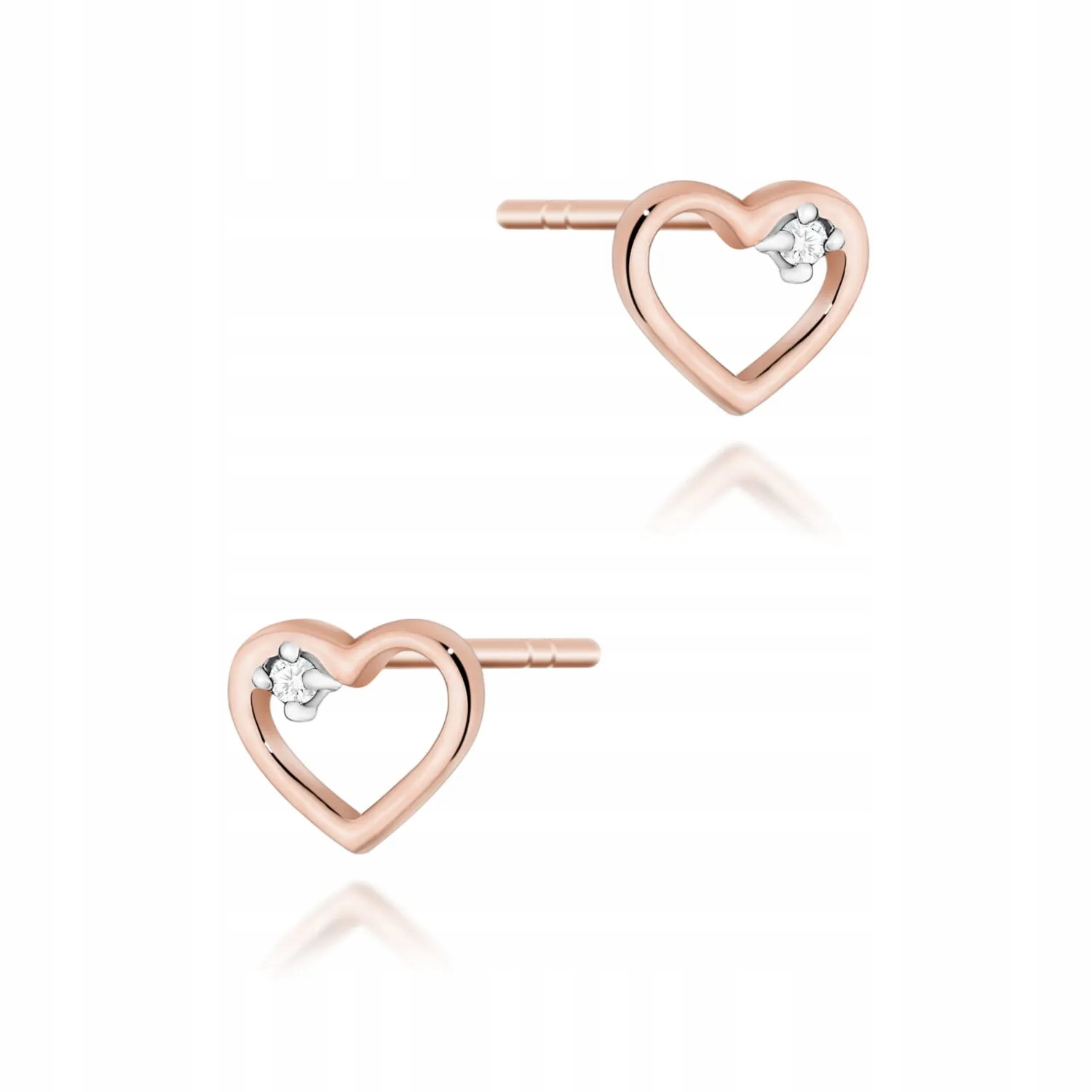 Złote kolczyki z brylantami diamenty 2 x 0,005ct różowe złoto pr. 585