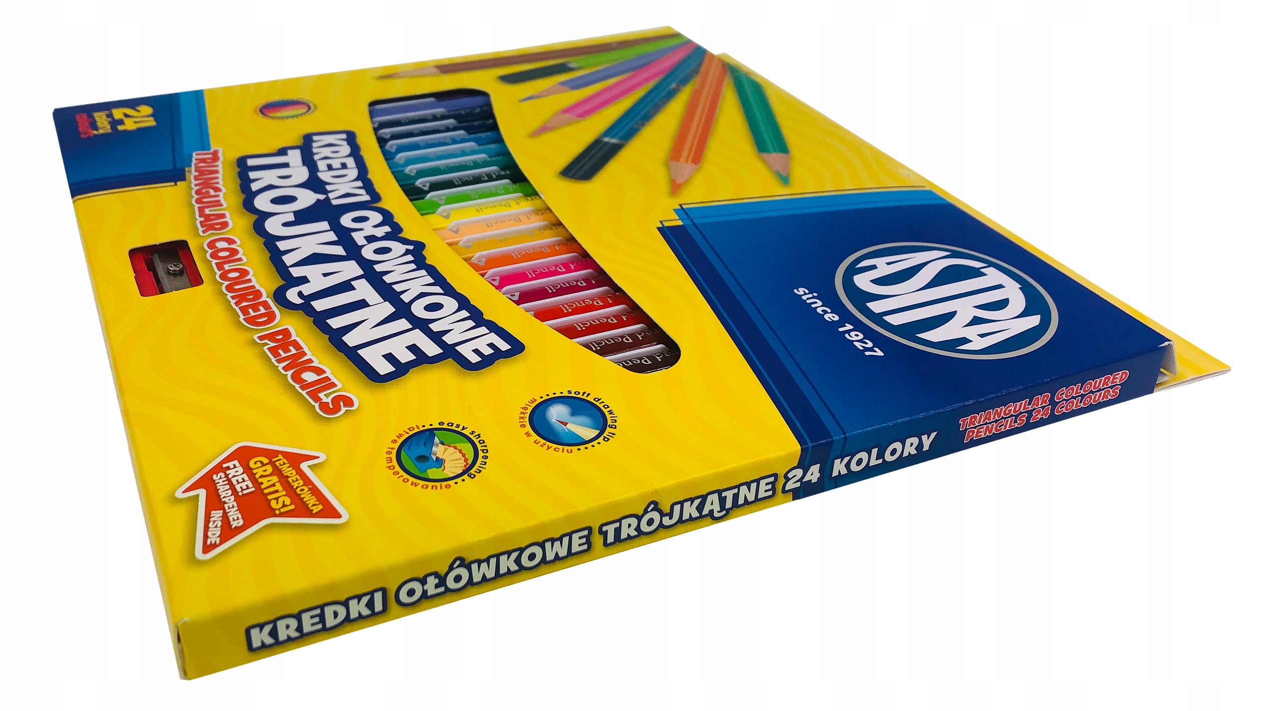 KREDKI TRÓJKĄTNE OŁÓWKOWE 24 INTENSYWNE NASYCONE KOLORY TEMPERÓWKA ASTRA Rodzaj ołówkowe