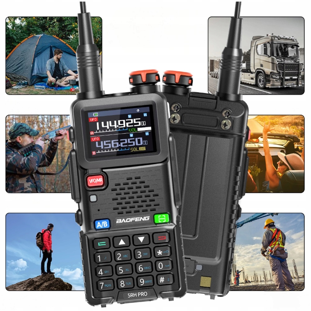 Baofeng UV-5RH Pro 10W Vysílačka dvoupásmový Fm skener Radiotelefon