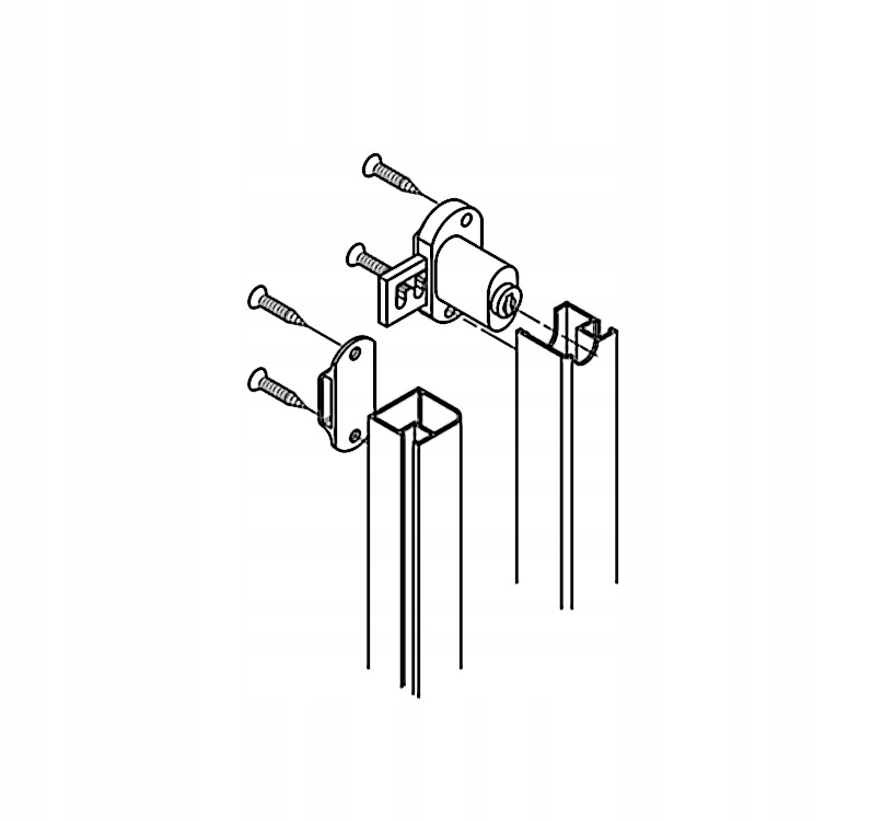 Zamek MAT do ramek aluminium drzwi podwójne Szerokość 1 mm