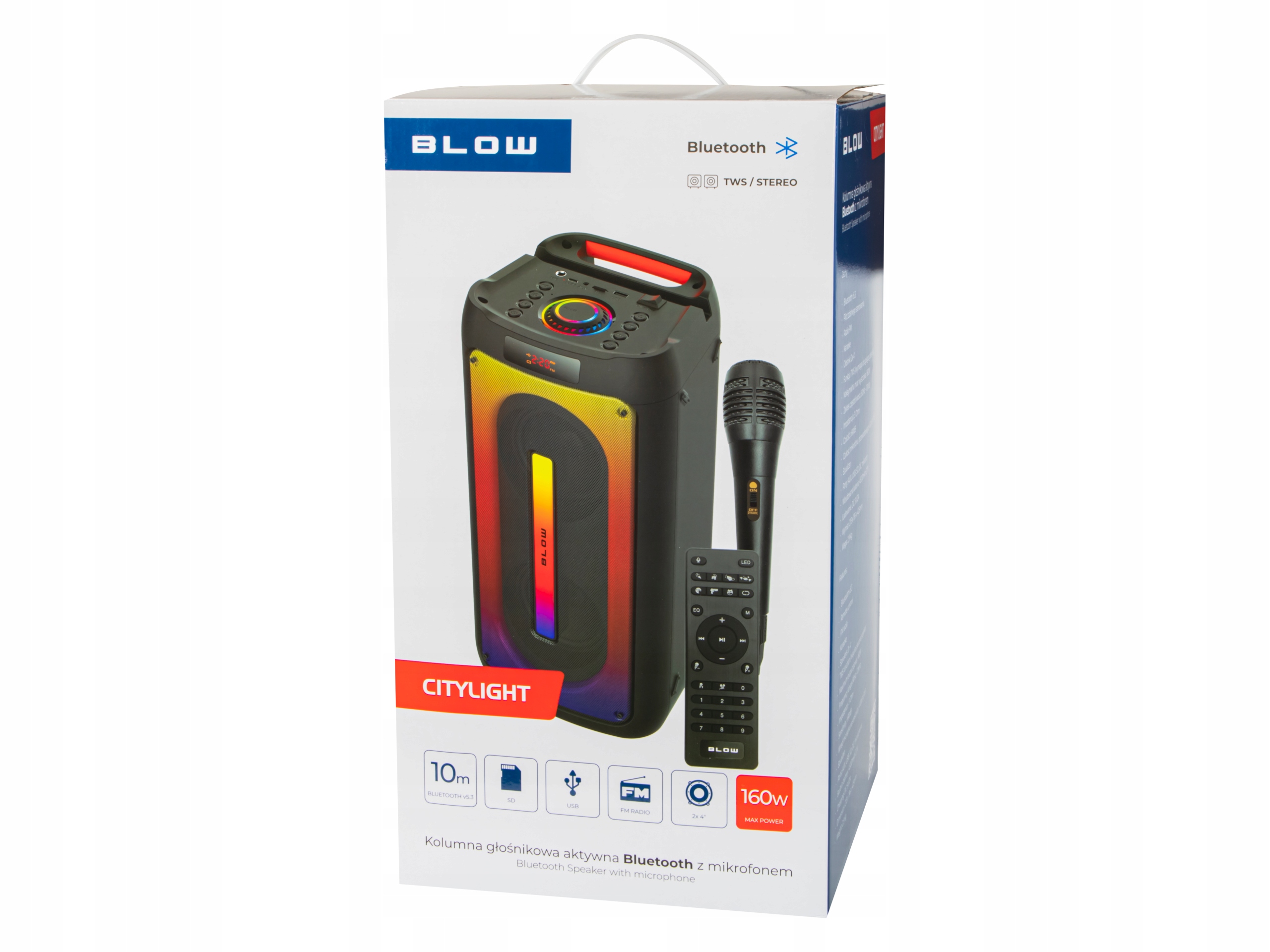 GŁOŚNIK BLUETOOTH USB PRZENOŚNY BOOMBOX RGB KARAOKE MIKROFON PILOT ZESTAW Waga produktu 2935 g