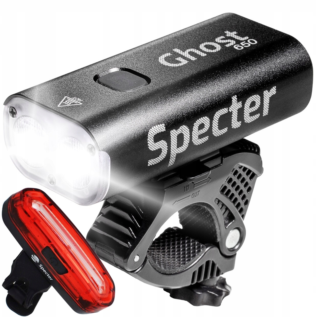 

Zestaw Oświetlenie rowerowe Specter GHOST650 i Aqy