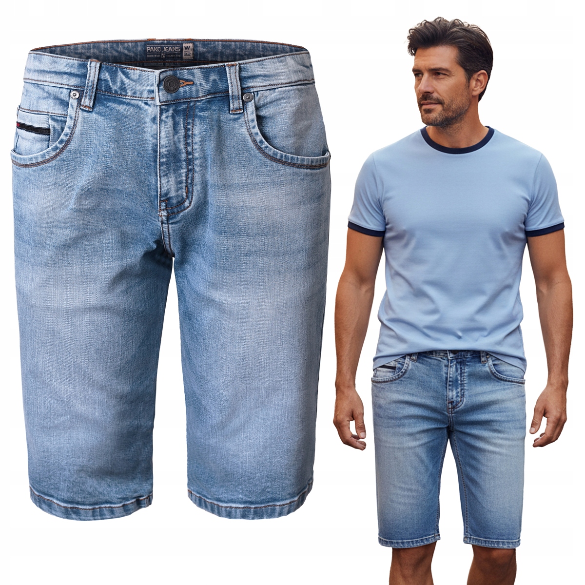 Kraťasy Pánské Krátké šortky Denim Modré 36 Pako Jeans