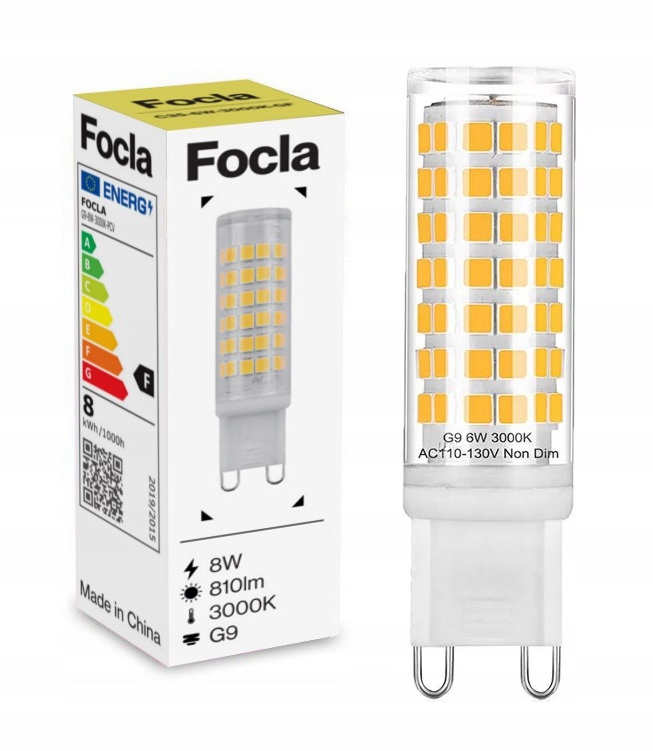 

Żarówka Led Focla G9 8W Biały Ciepły 3000K 810lm