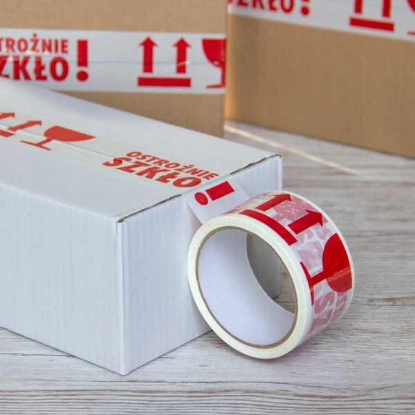 TAŚMA OSTROŻNIE SZKŁO PAKOWA KLEJĄC BEZPIECZEŃSTWA Szerokość 48 mm