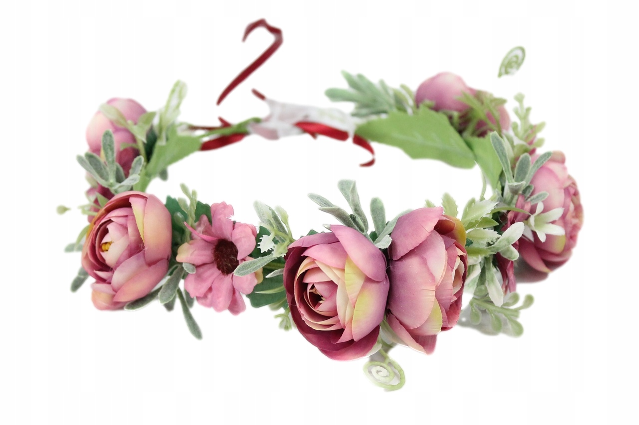

Wianek ślubny Bordo peonia boho foto sesja kwiaty