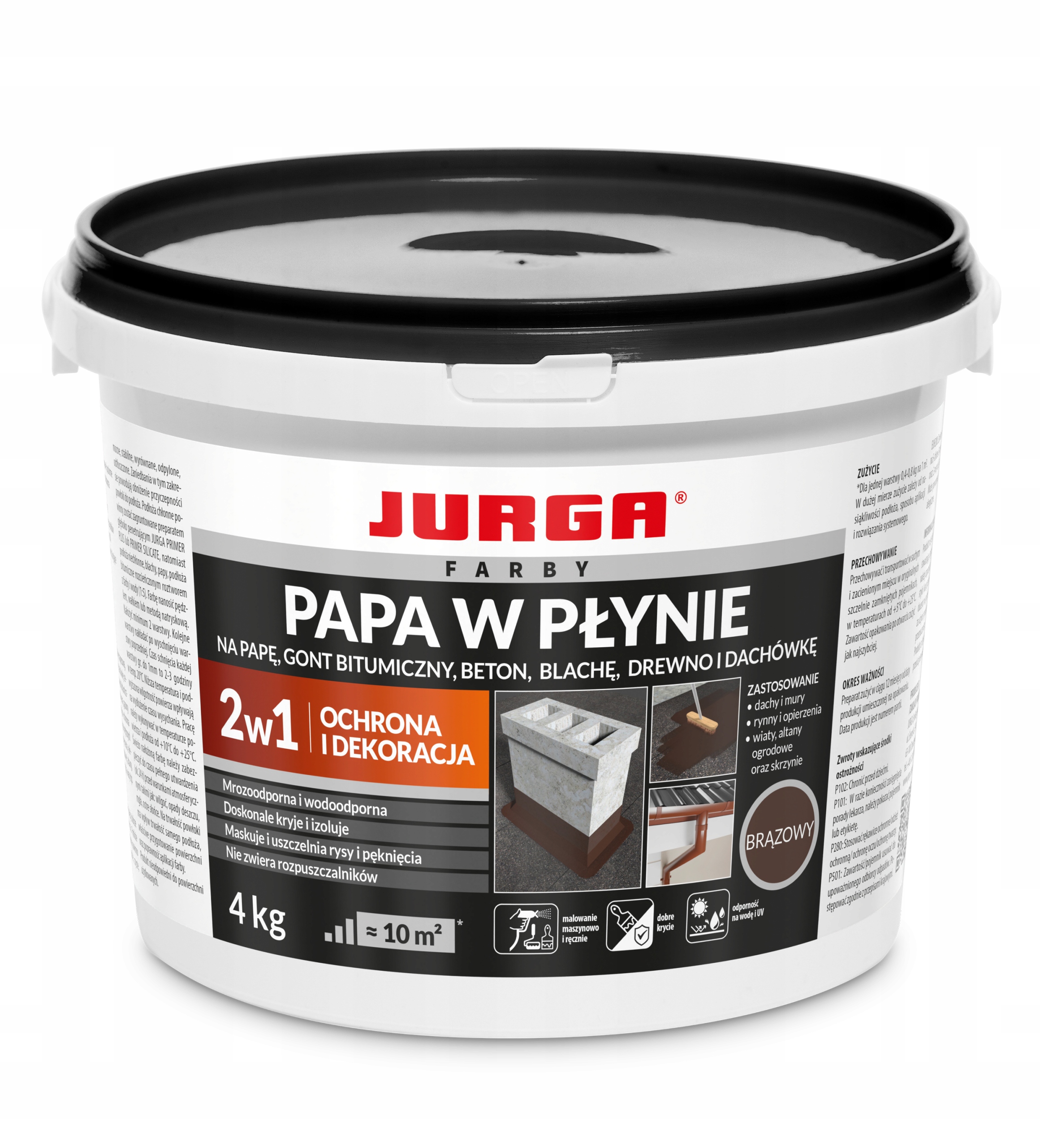 Tekutá lepenka voděodolná Jurga 4 kg Hnědá