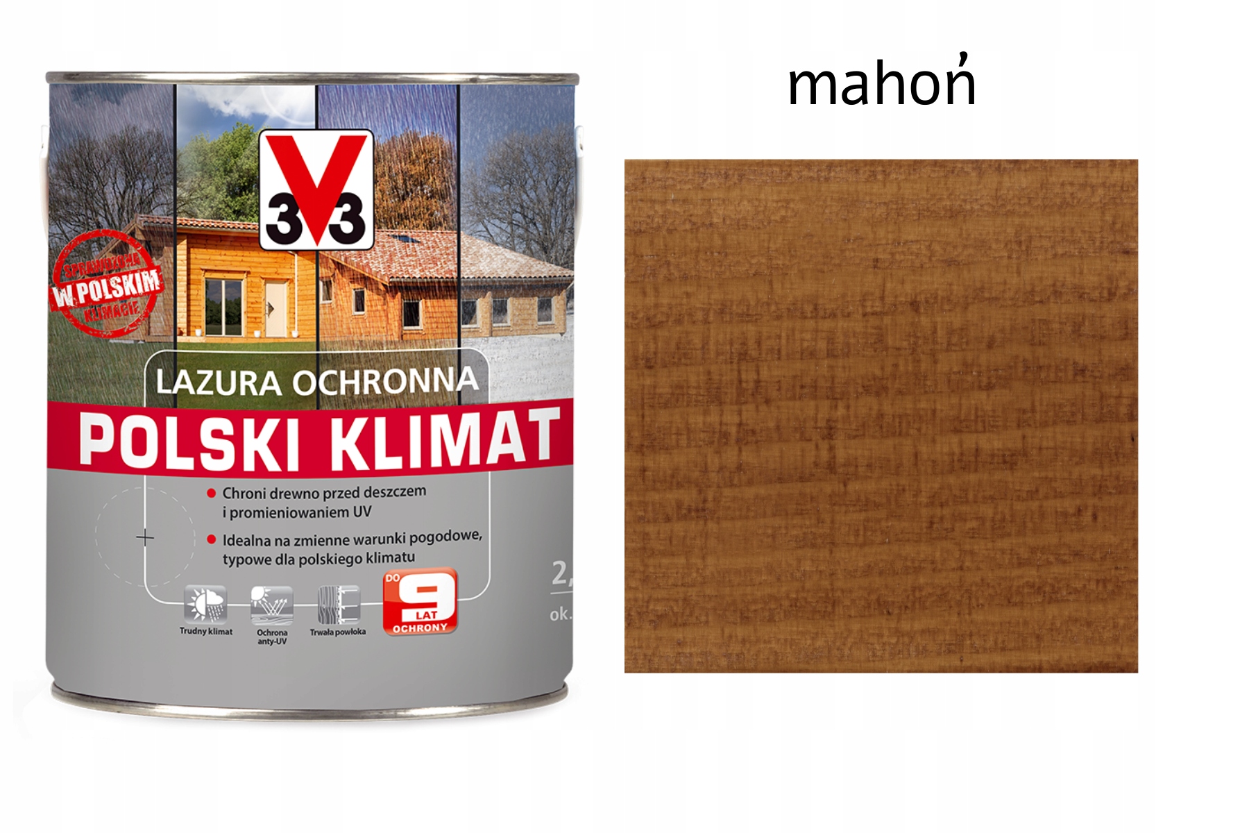 

V33 Lazura Ochronna Polski Klimat Mahoń 9 Lat 2,5L