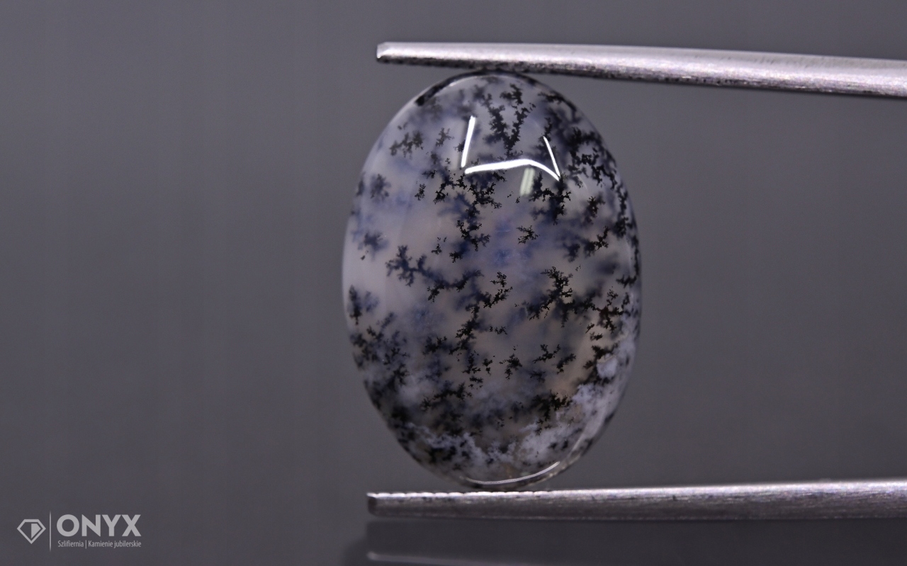 Dendritový achát z Turecka kabošon ovál 18x13 mm