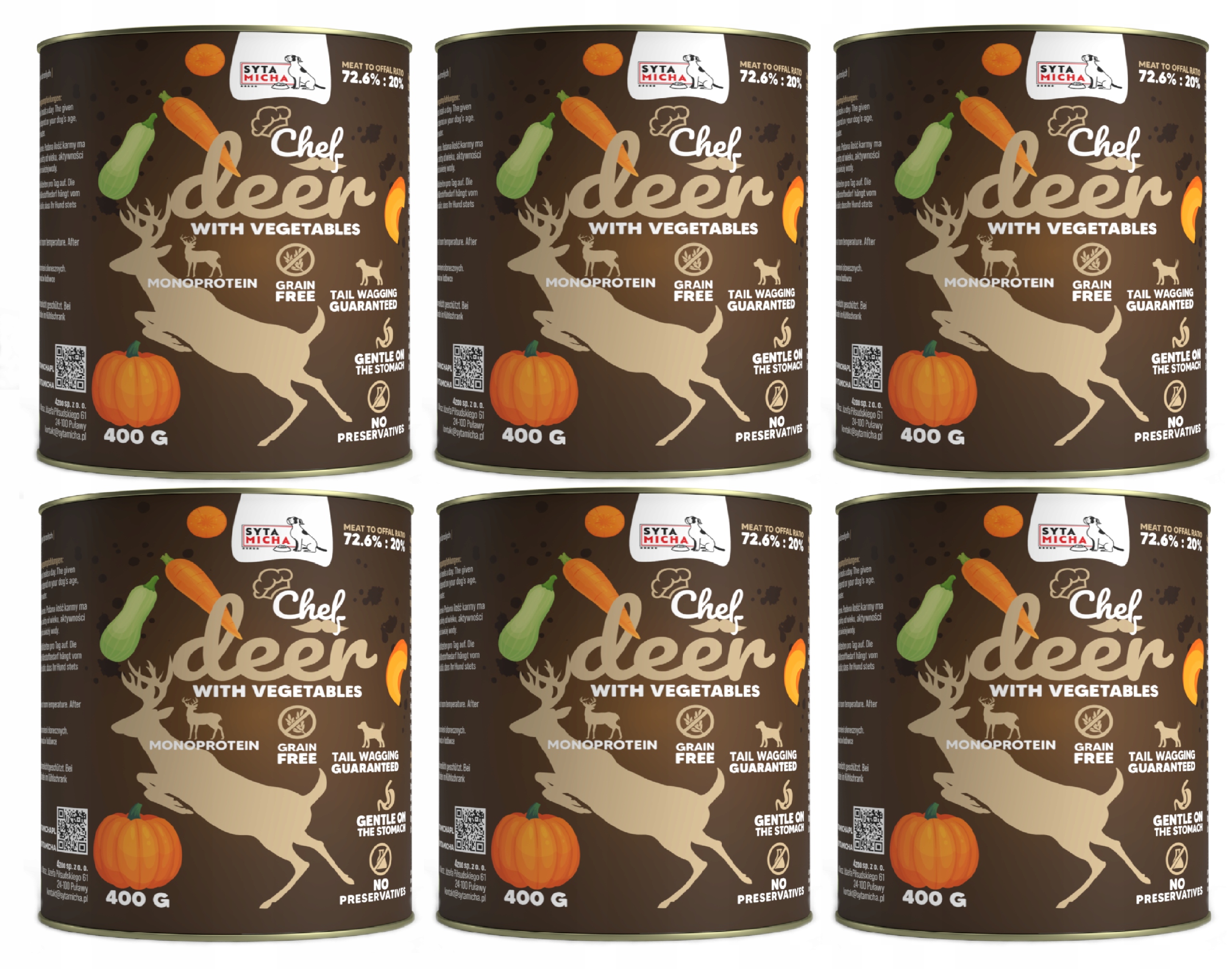 Syta Micha Karma mokra Jeleń z warzywami 6x400 g