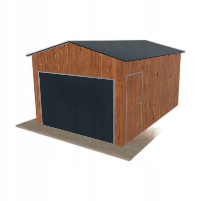 Plechová garáž 3.5 x 5 m, jednopolohová, dvouspádová, zlatý dub