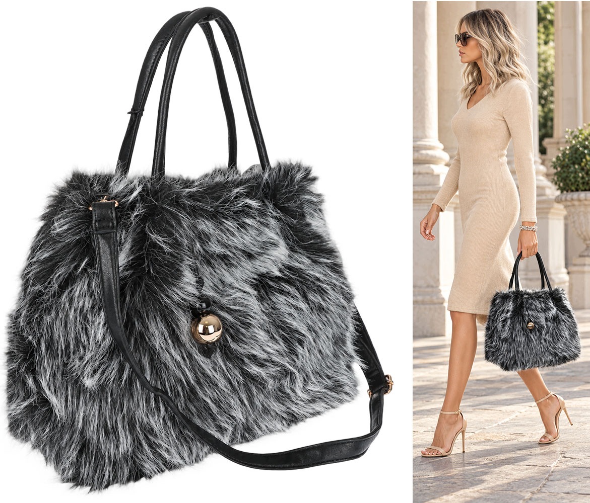 Dámská kabelka Tommasini Kožešinová shopper Prostorná do ruky T3741 Šedá