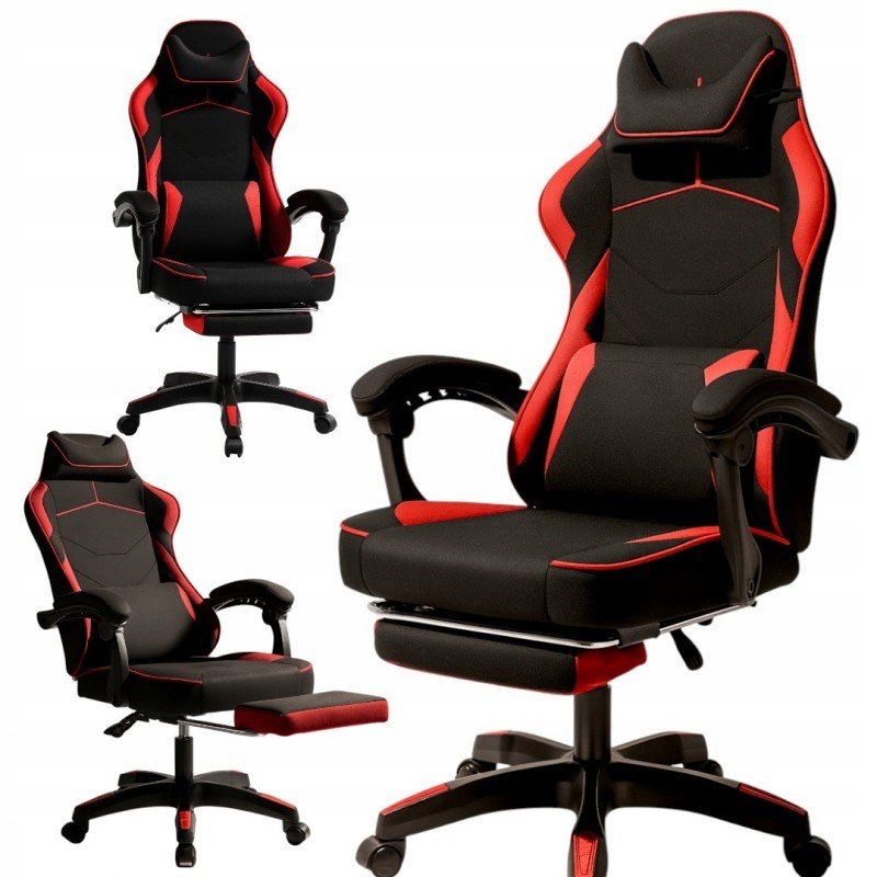 Fotel gamingowy obrotowy Vector z masażerem i podnóżkiem KO48CZE