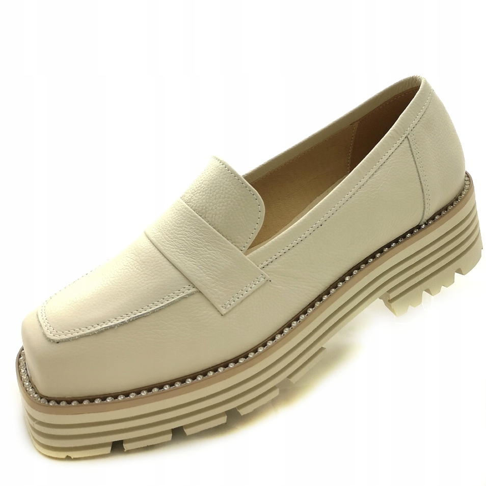 Elegantní Béžové polobotky Lordsy Kožené 1690