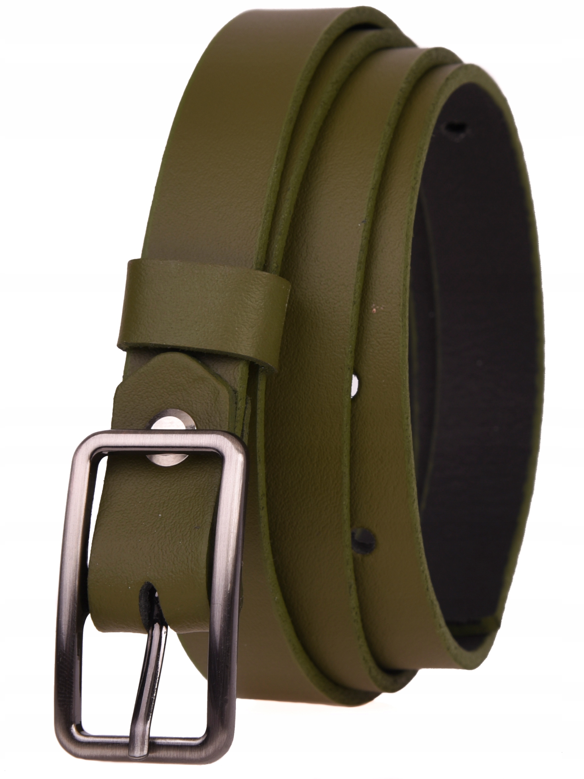 SKÓRZANY Pasek damski 2cm KHAKI do sukienek Marka Marconi