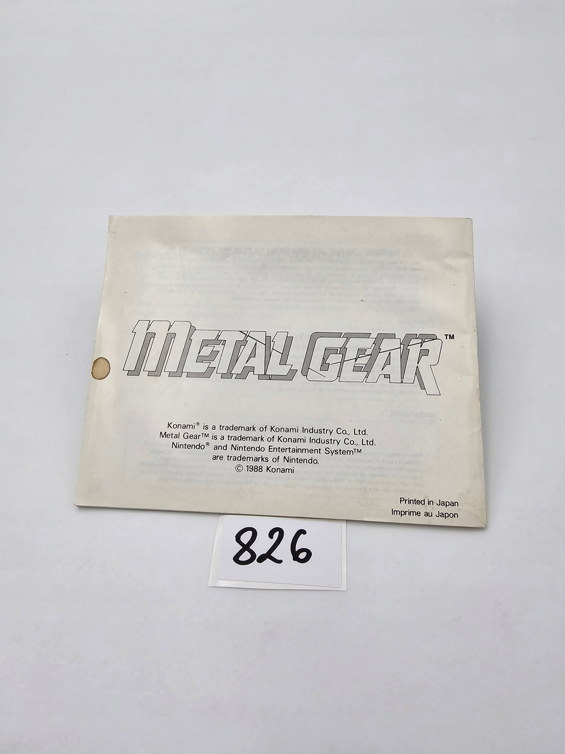 NINTENDO NES METAL GEAR + INSTRUKCJA ORYGINAŁ Tytuł METAL GEAR