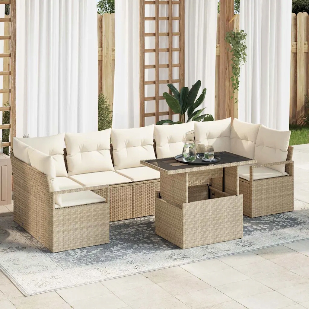 Sada zahradních pohovek 8 pcs béžová a krémová 100 x 55 x 73 cm Béžová 3348