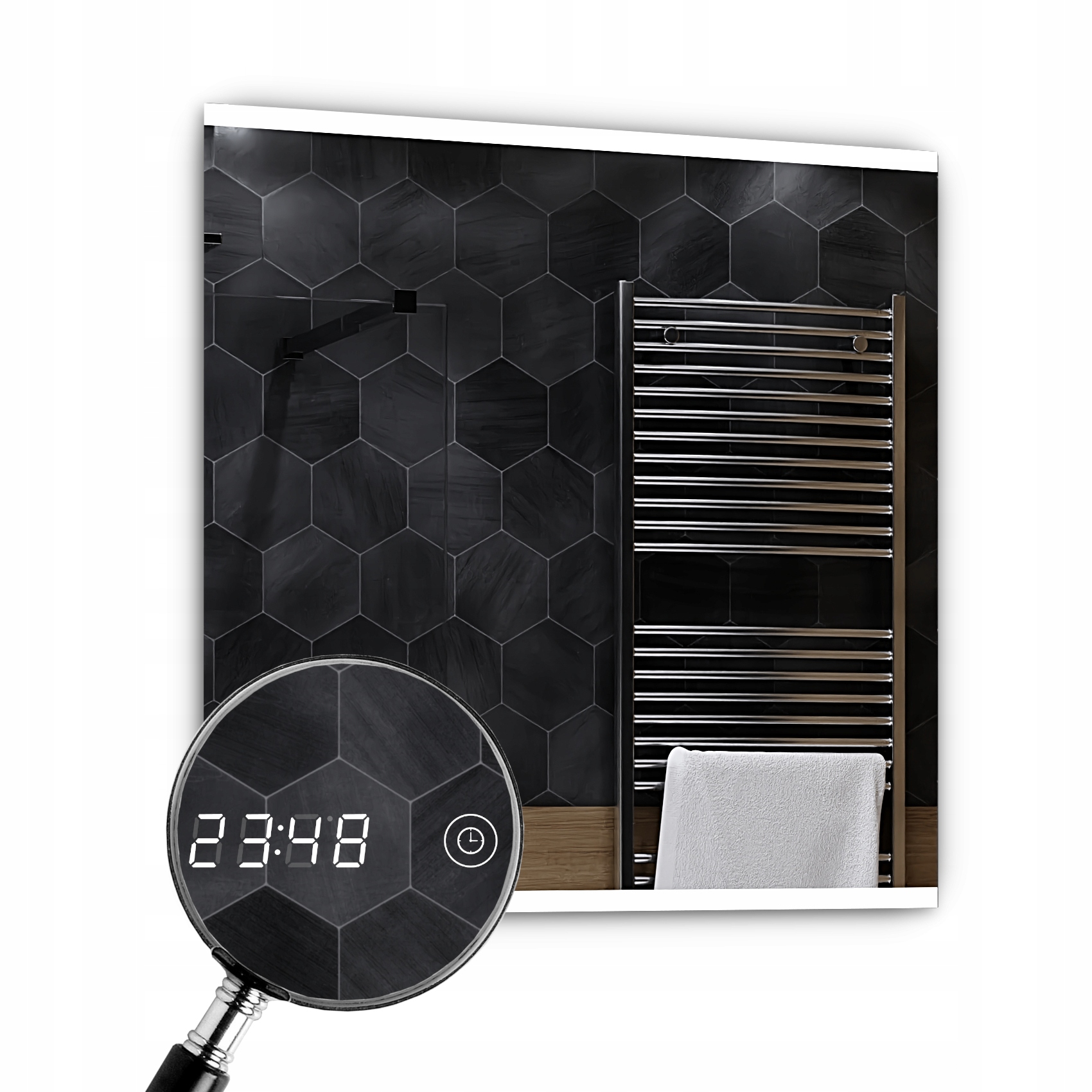 Led zrkadlo 100 x 100 cm Led dotykové hodinky Brasil