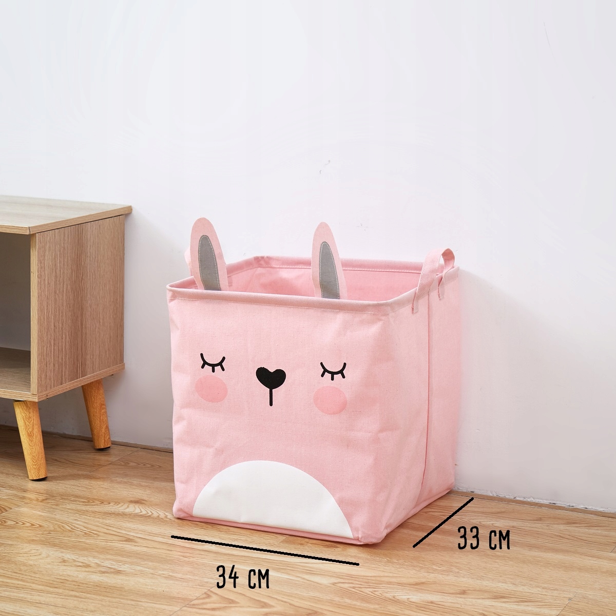 Kwadratowy kosz na zabawki motyw królik 33 x 34 cm Marka bez marki