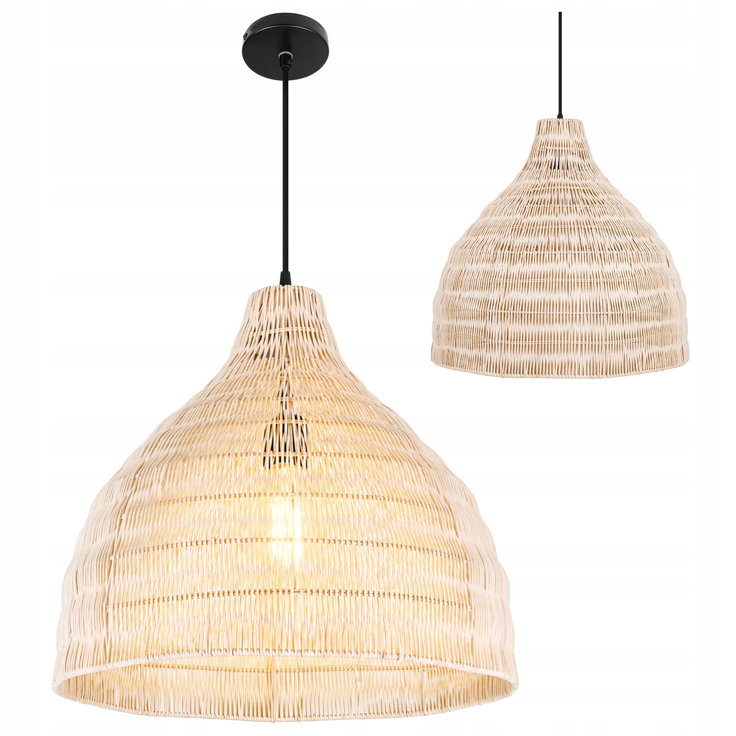 stropní svítidlo Led závěsný lustr E27, pletené svítidlo, 45 cm, boho, Bambusová