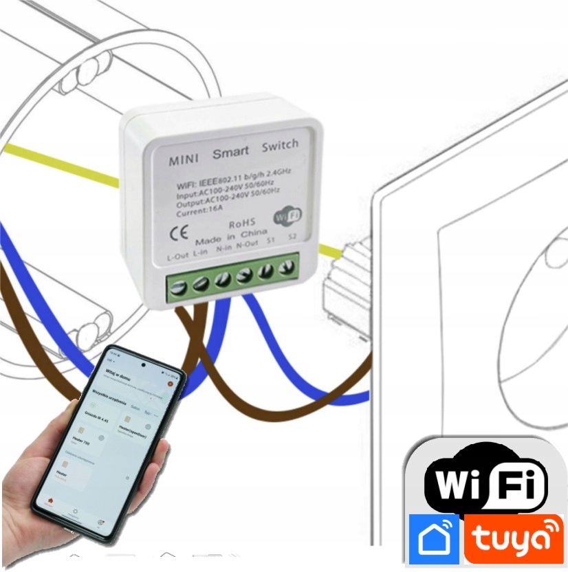 

Inteligentny włącznik sterownik WiFi do puszki el.