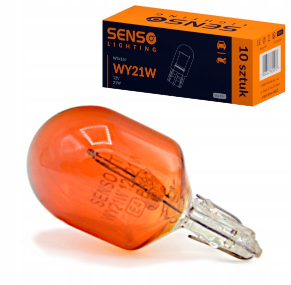 Żarówka Senso WY21W 12V W3x16d Pomarańczowa Homologacja E4