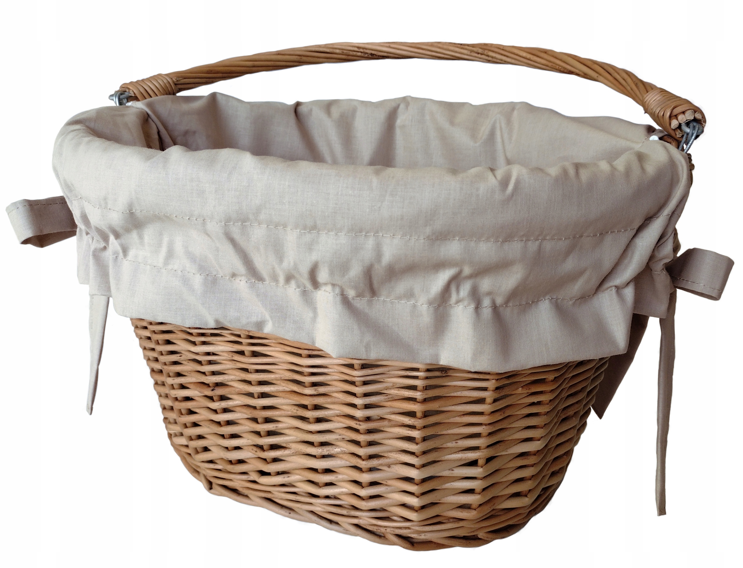 Koszyk wiklinowy rowerowy na rower kierownicę z uchwytem wkład Jackmar