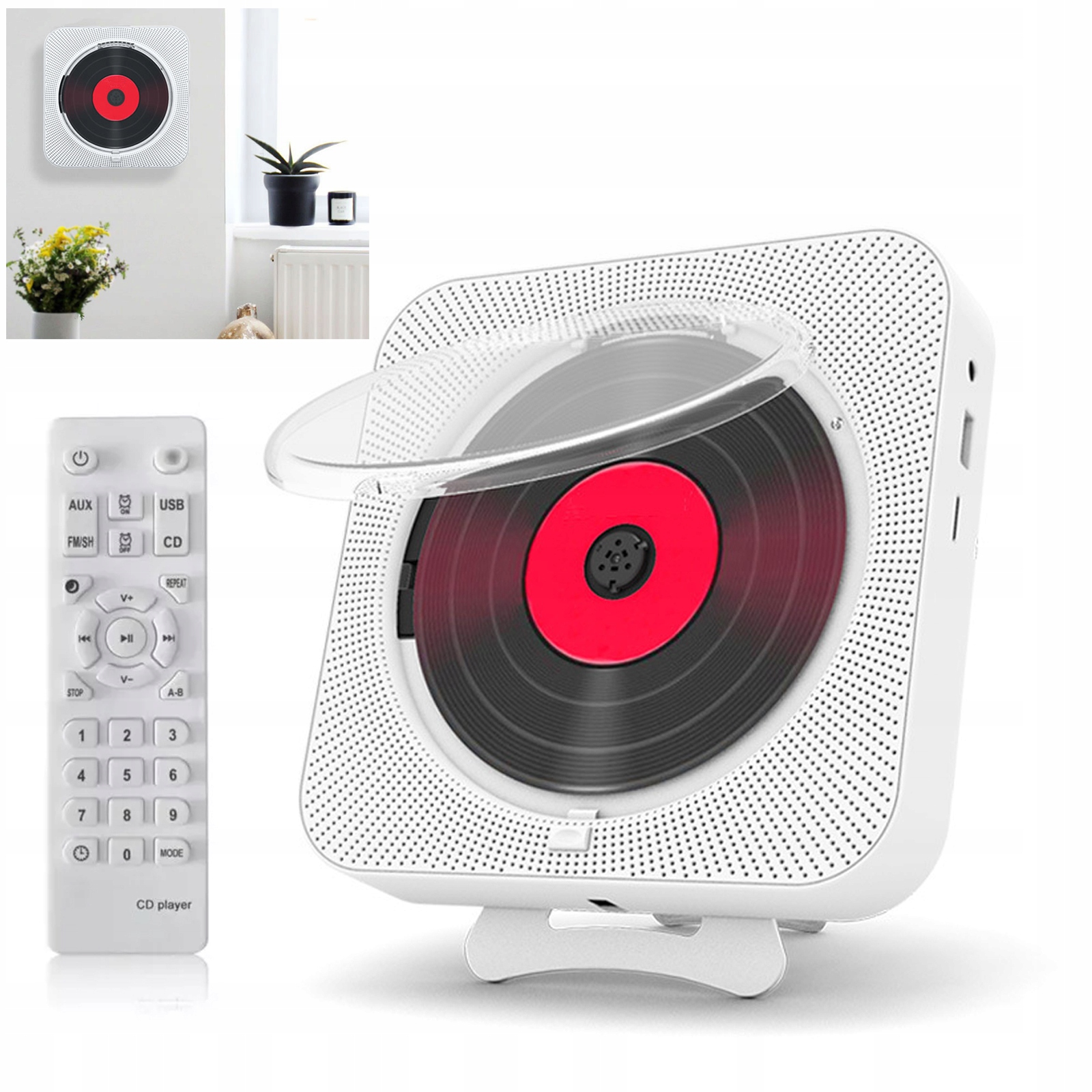 Przenośny odtwarzacz CD 5.0 Głośnik Bluetooth Radio Fm Aux Radio Usb Biały