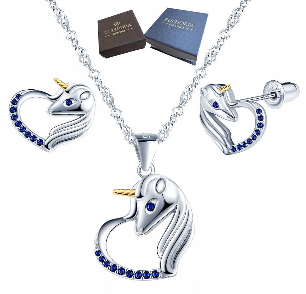 Sada šperků Stříbro 925 Jednorožec s zirkony Dárek pro ženu