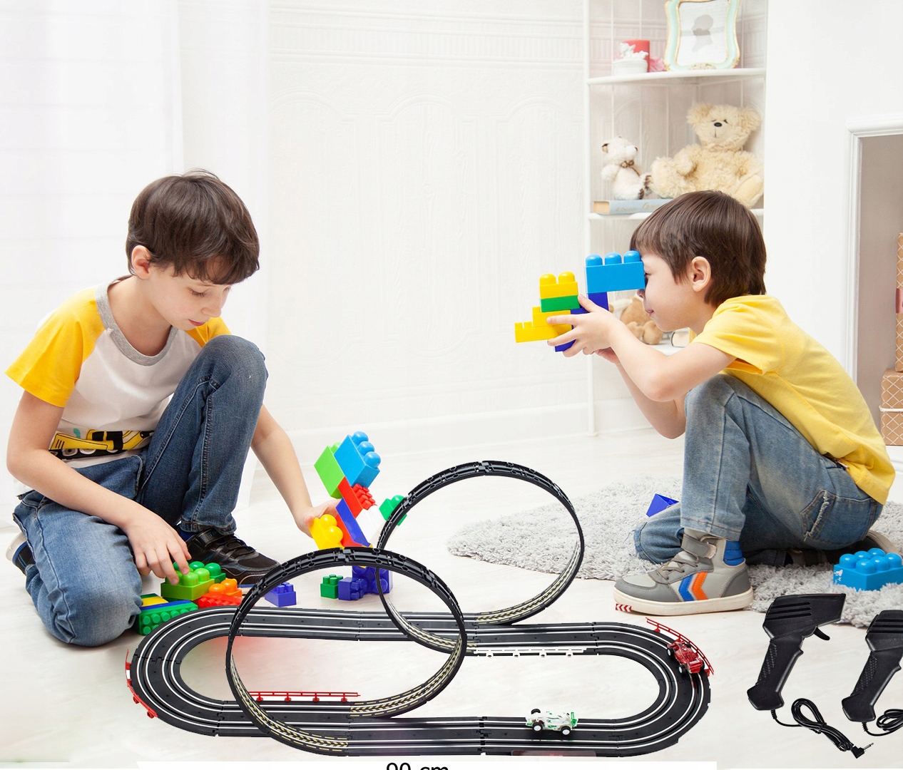 TOR WYŚCIGOWY SAMOCHODOWY ELEKTRYCZNY XXL 2 AUTA PILOTY PĘTLE 388CM PREZENT Marka Stator