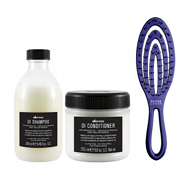 Davines Oi Oil szampon 280ml odżywka 250ml szczotka do włosów