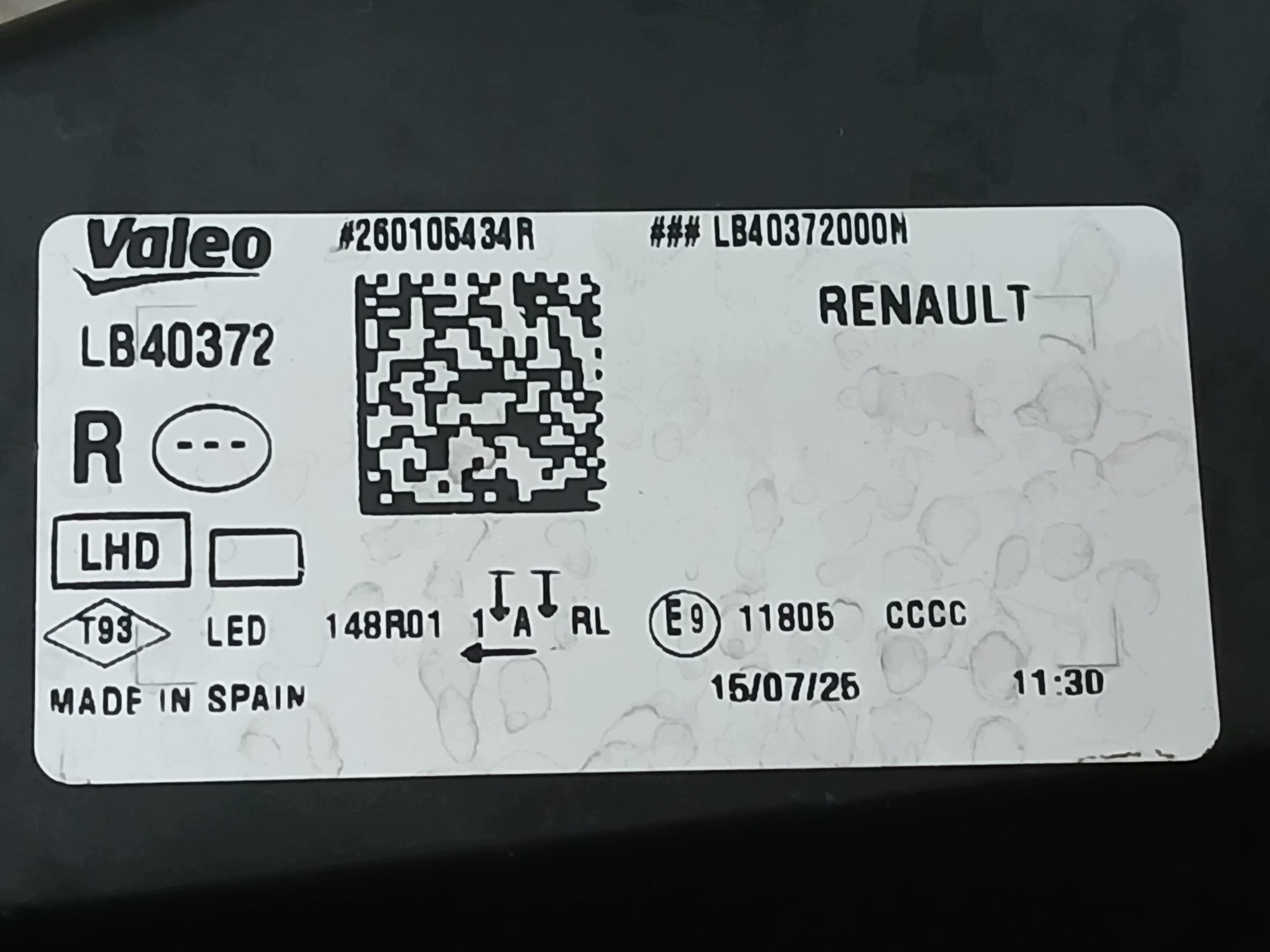 fog light front right DRL RENAULT RAFALE LED 260105434R