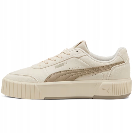 Dámské Boty Puma Carina Mia Suede Kožené Tenisky Na Platformě, Béžové