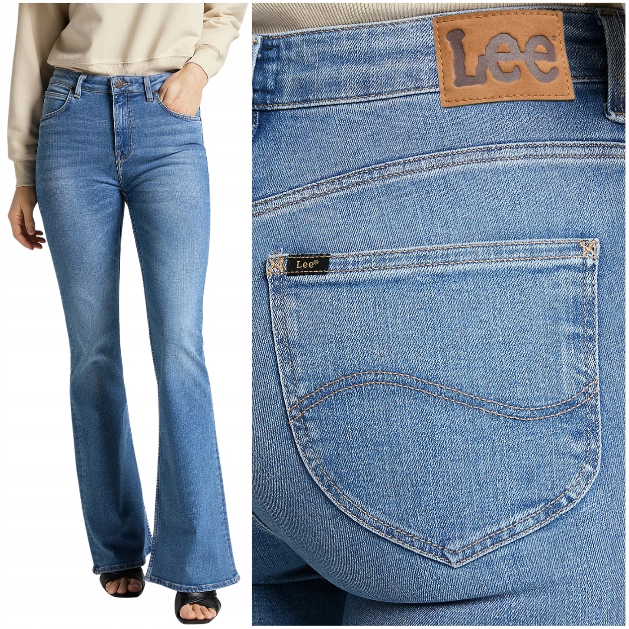 Lee Breese flare Jaded wysokie damskie spodnie jeansowe dzwony W30 L31