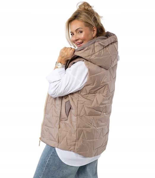 Dámská prošívaná vesta mikina Marina s kapucí – lehká a pohodlná 3XL
