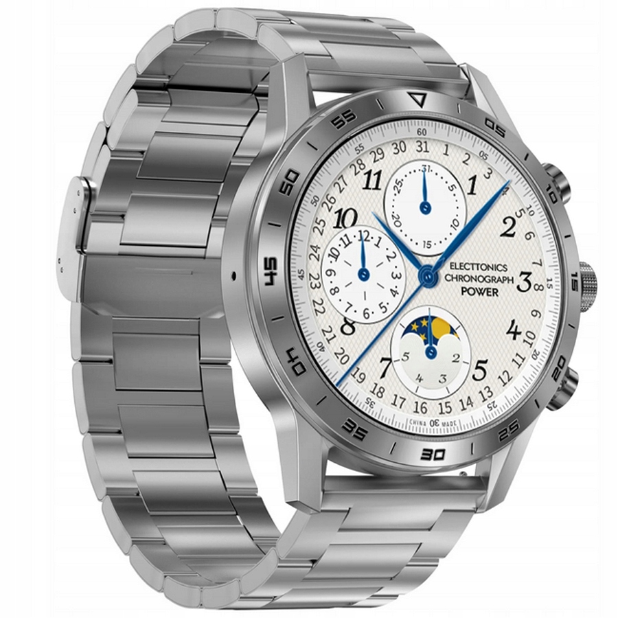 SMARTWATCH ZEGAREK POLSKIE MENU PL SPORT ROZMOWY SMART WATCH MĘSKI PULS Kolor srebrny