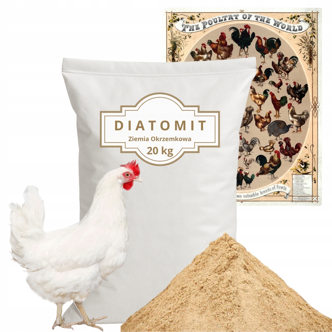 Ziemia Okrzemkowa Diatomit Pan Kurnik Utrzymuje Czystość w Kurniku 20KG