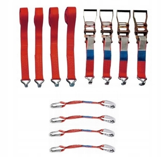 Přepravní pásy Červené 4T Háčky Dráp Postroj 45 cm Zesílené pro odtahovku