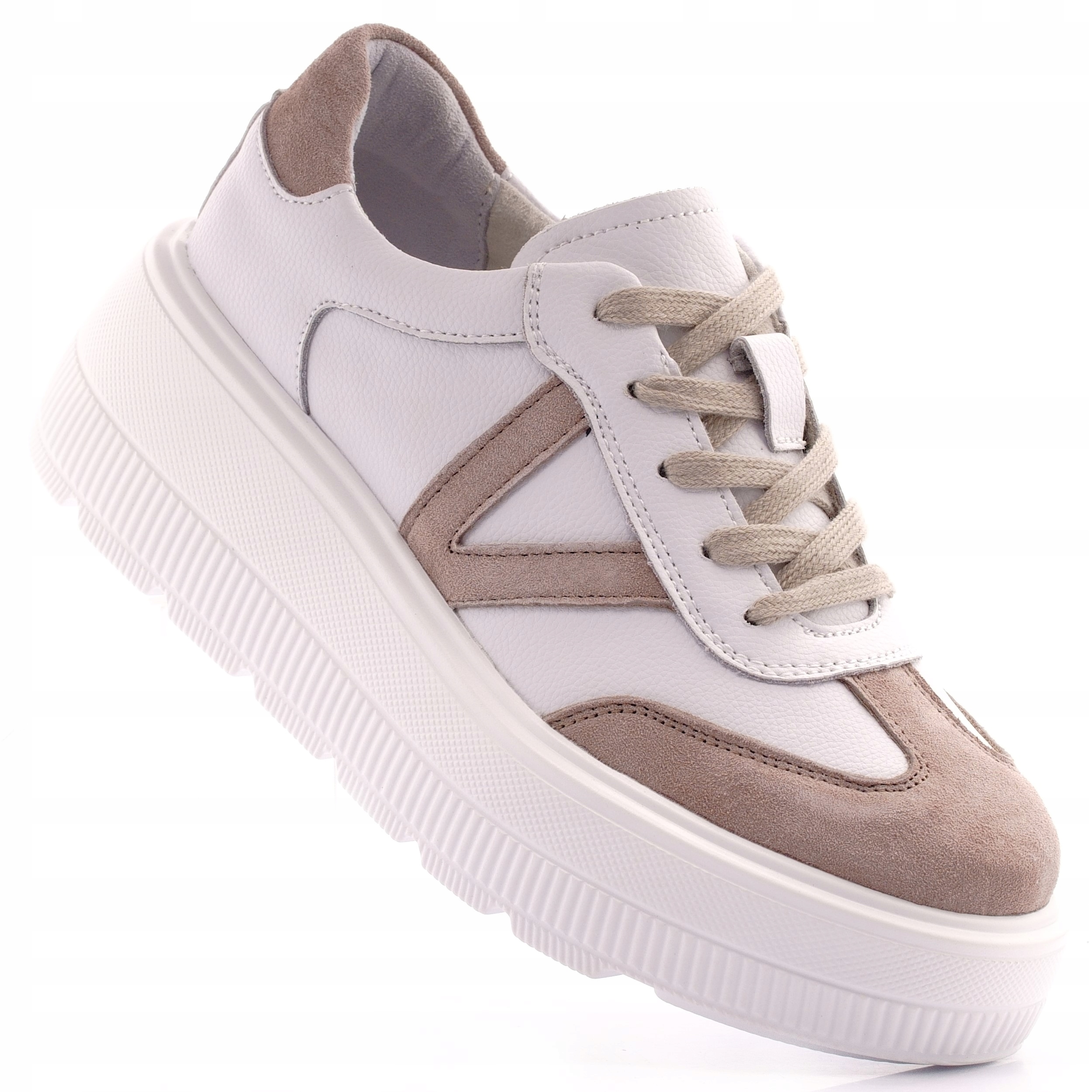 Vinceza Buty Sportowe Sneakersy Damskie Skórzane Na Platformie 79580 39