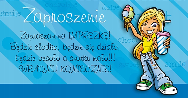 

Zaproszenia na dziewczęcą imprezę zabawne ZSY3