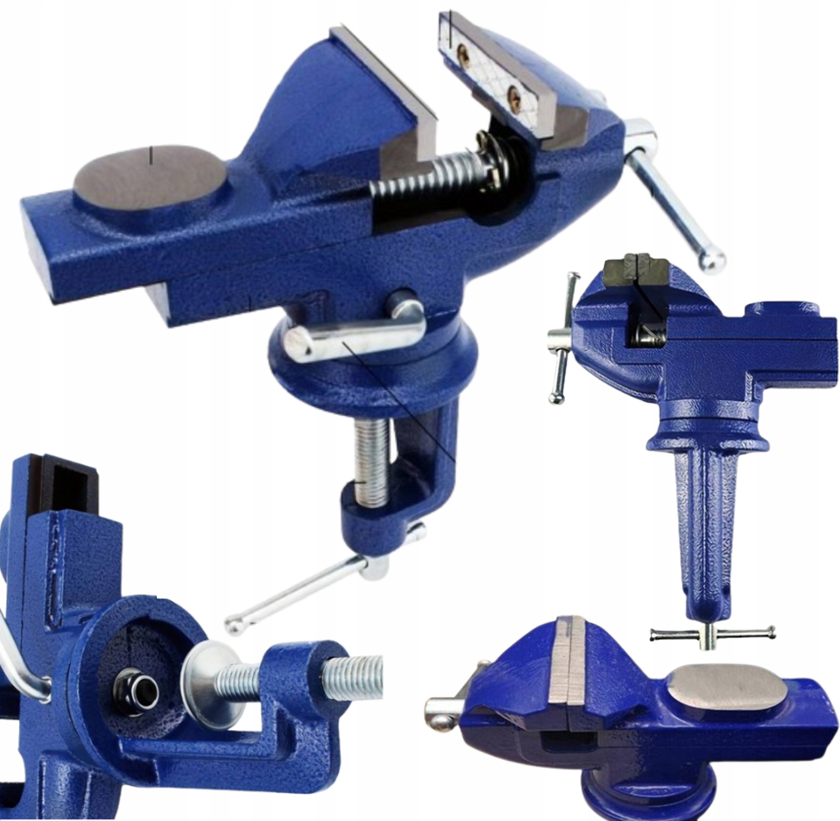 SOLIDNE IMADŁO ŚLUSARSKIE OBROTOWE 360° ŚCISK Z KOWADŁEM ŻELIWNE STOŁOWE